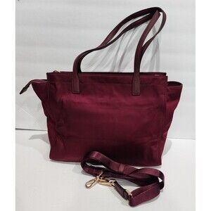 Michael Kors Janie Nylon Shoulder Bag Plum Burgundy Tote Satchel